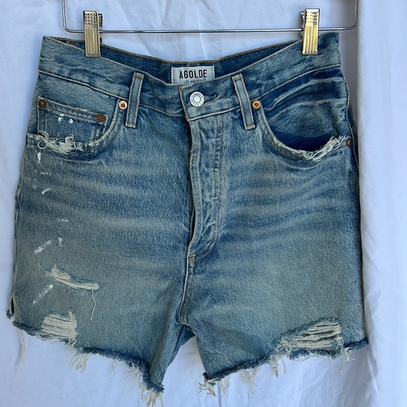 Agolde high waisted shorts, distressed denim - Picture 1 of 6